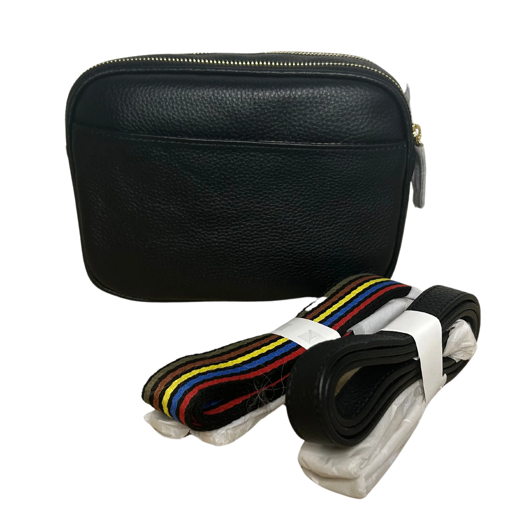 Sophia Double Zipper Leather Crossbody