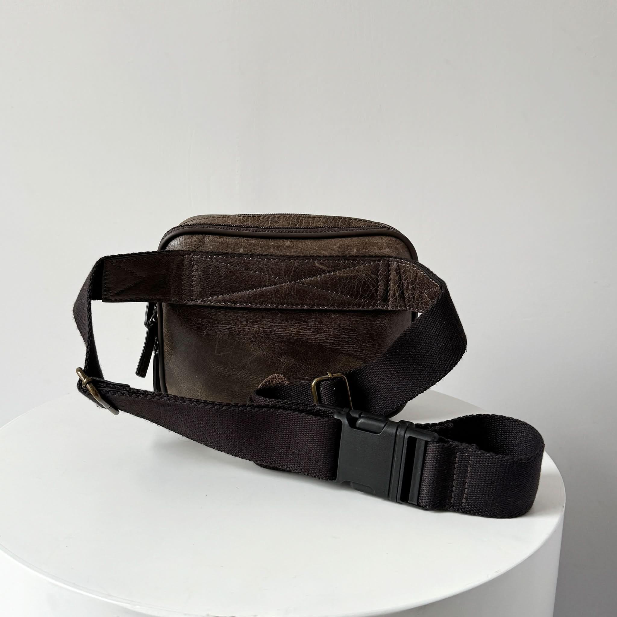 Full-Grain Crazy Horse Leather Waist Bag
