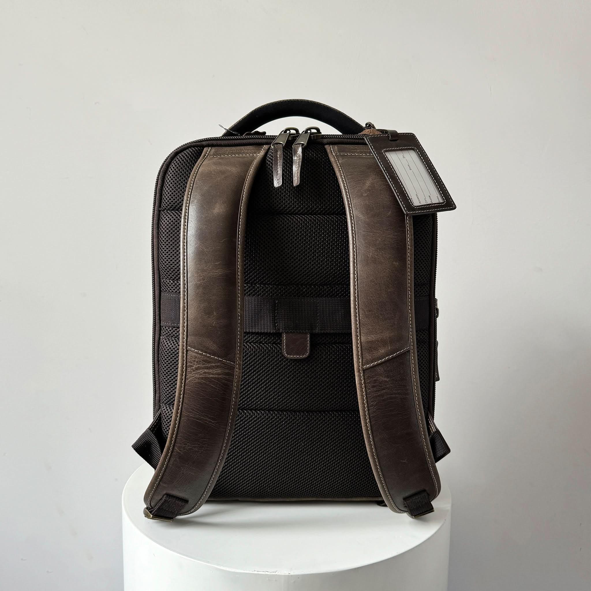 16" Crazy Horse Full-Grain Leather Laptop Backpack