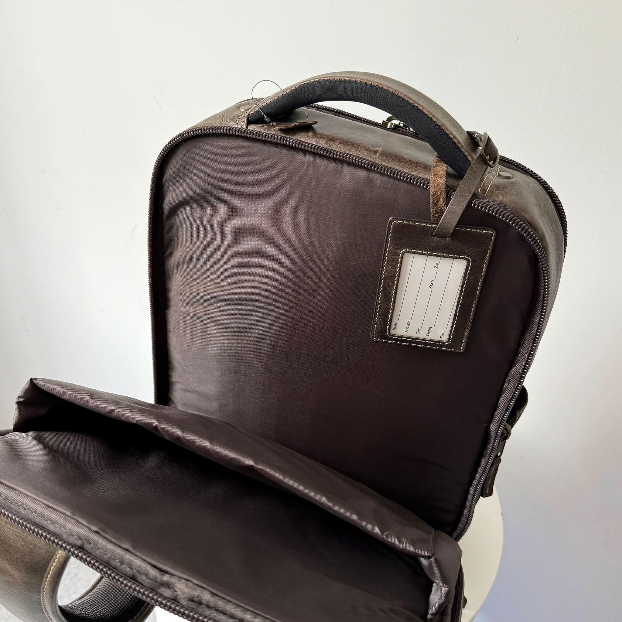 16" Crazy Horse Full-Grain Leather Laptop Backpack