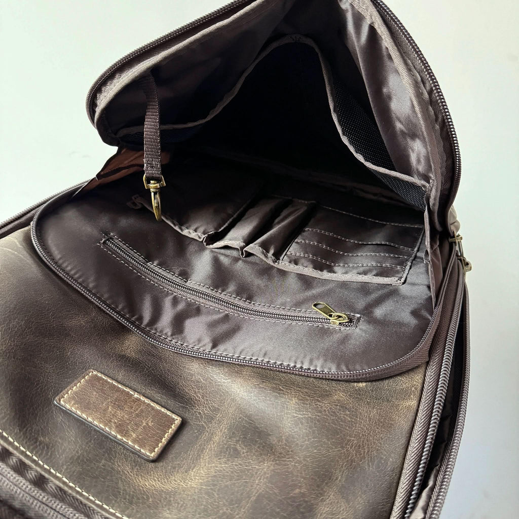 16" Crazy Horse Full-Grain Leather Laptop Backpack