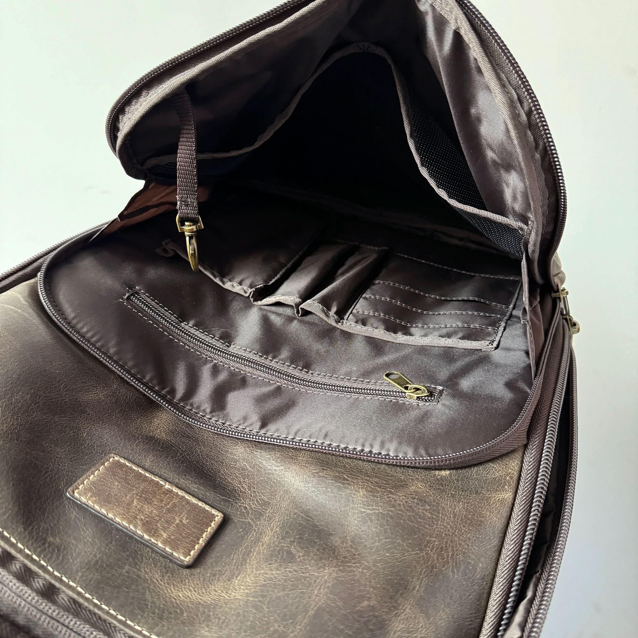 16" Crazy Horse Full-Grain Leather Laptop Backpack