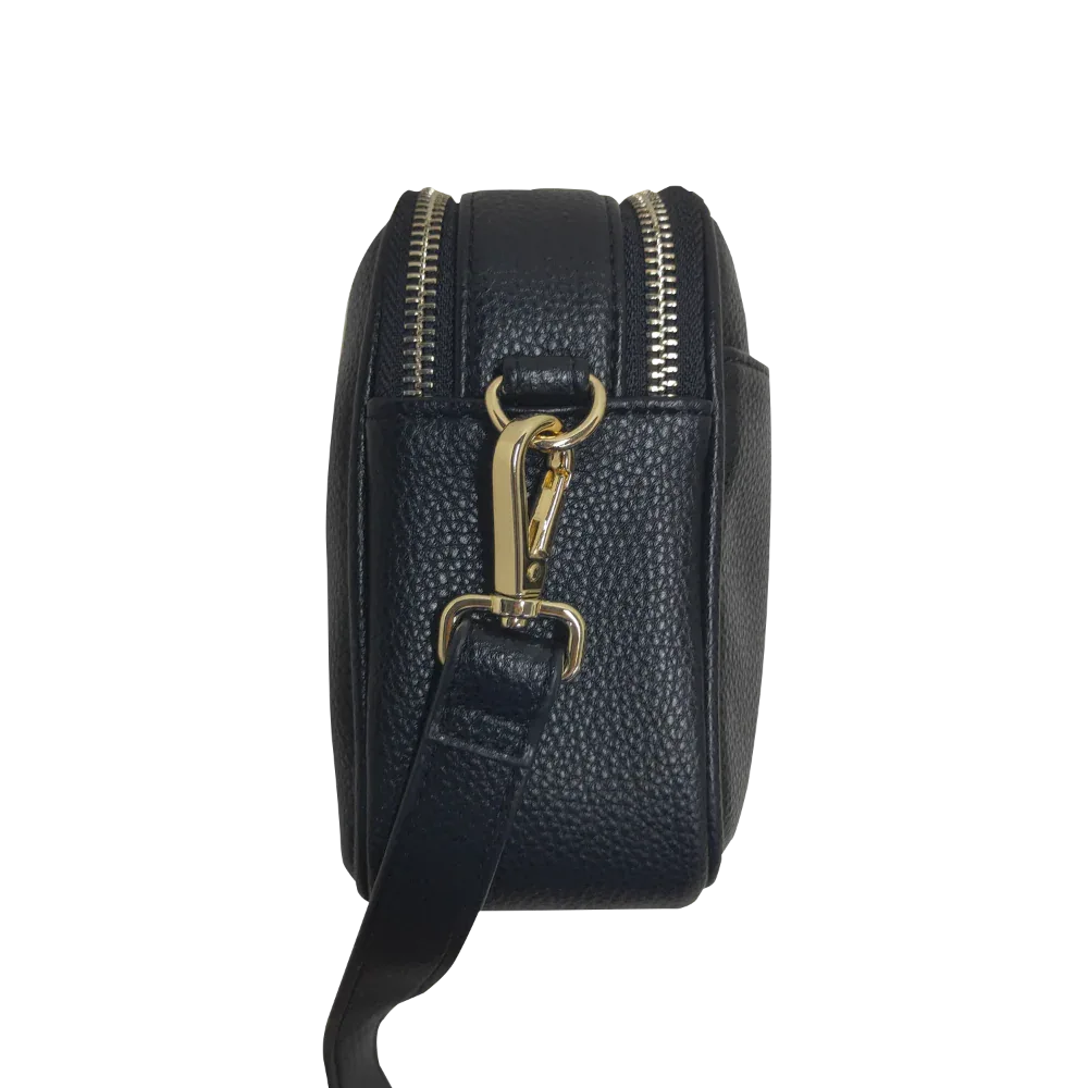 Genuine Leather Double Zipper Crossbody