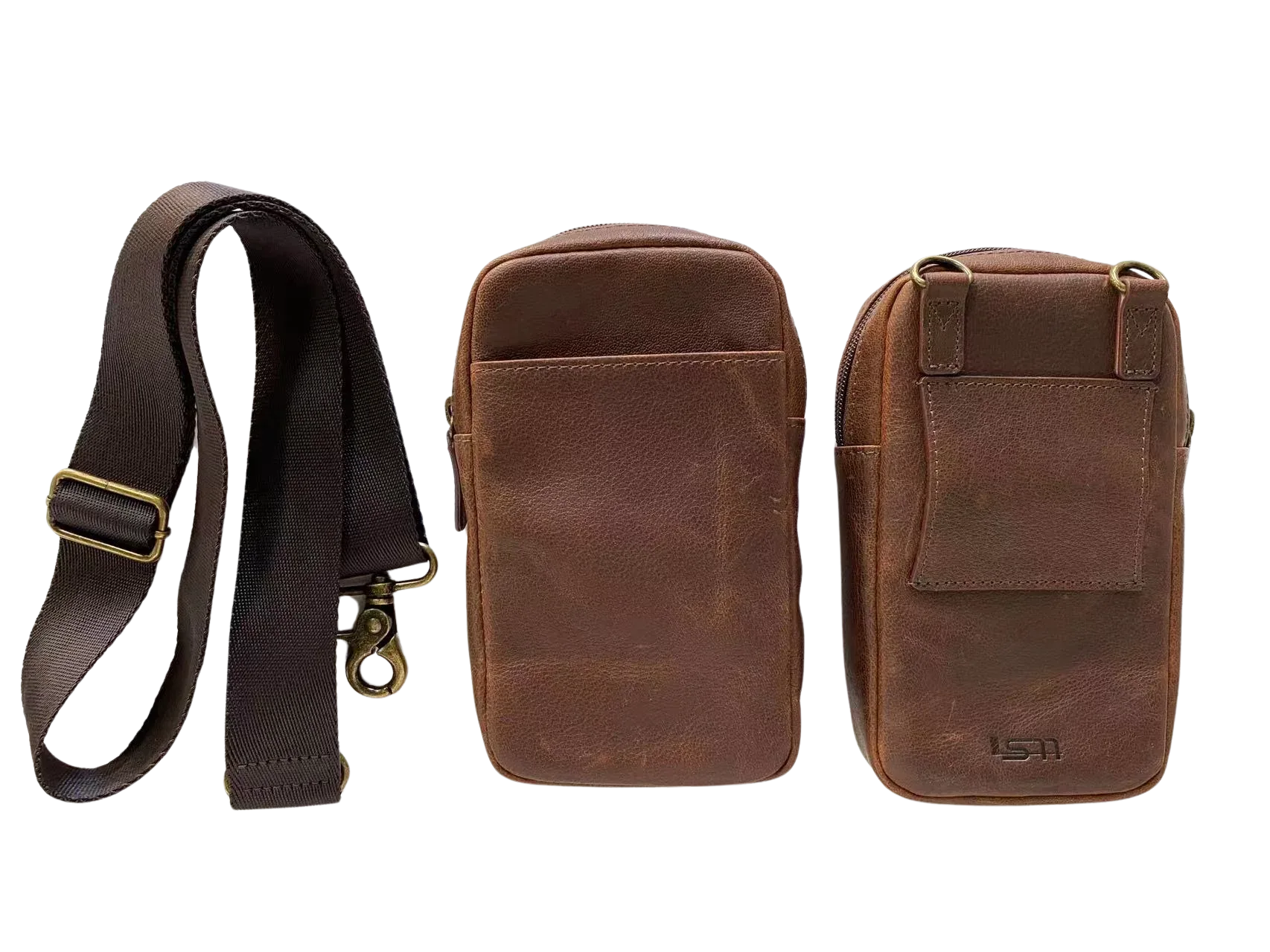 Cambridge Full-Grain Leather Crossbody Phone Bag