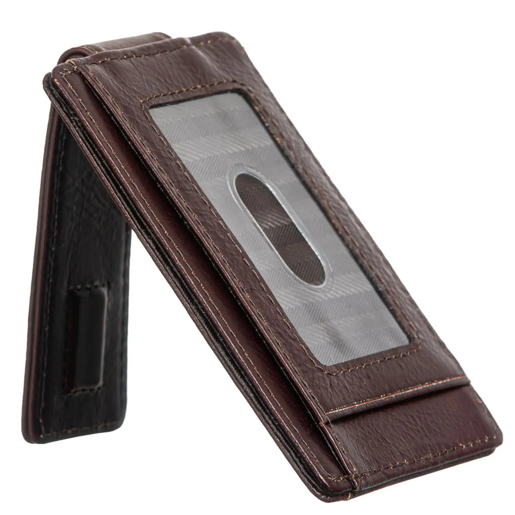 Cambridge Full-Grain Leather Magnetic Money Clip Wallet – Slim RFID Front Pocket Wallet for Men