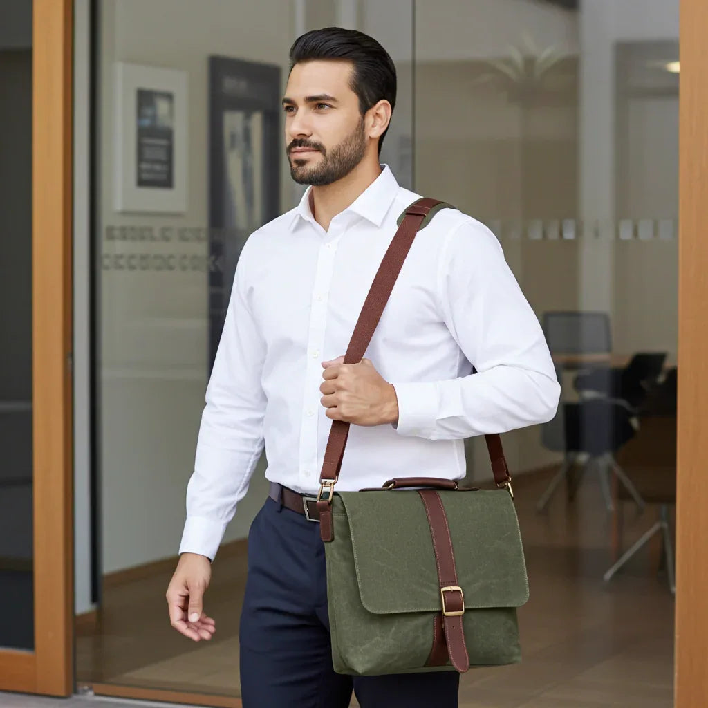 Maxwell Waxed Canvas Messenger Bag -Compact