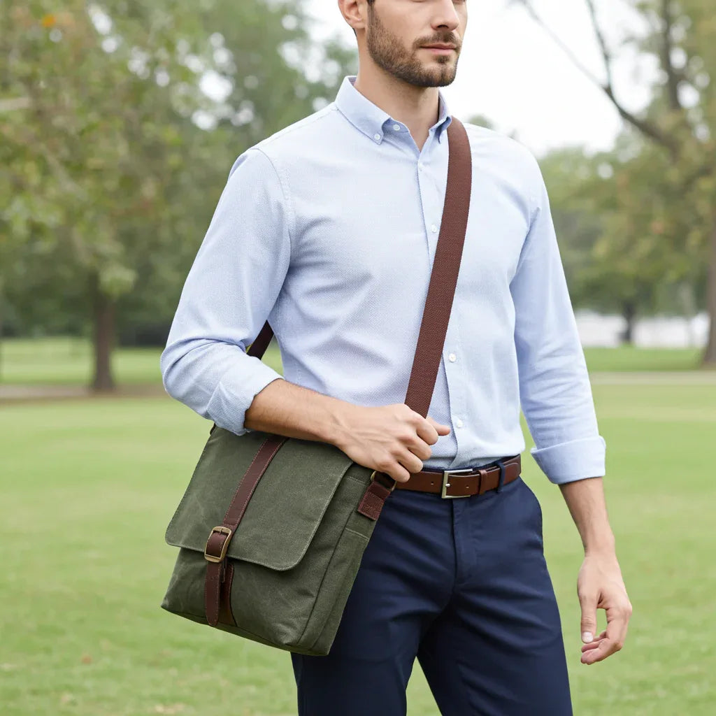 Maxwell Waxed Canvas Messenger Bag -Compact