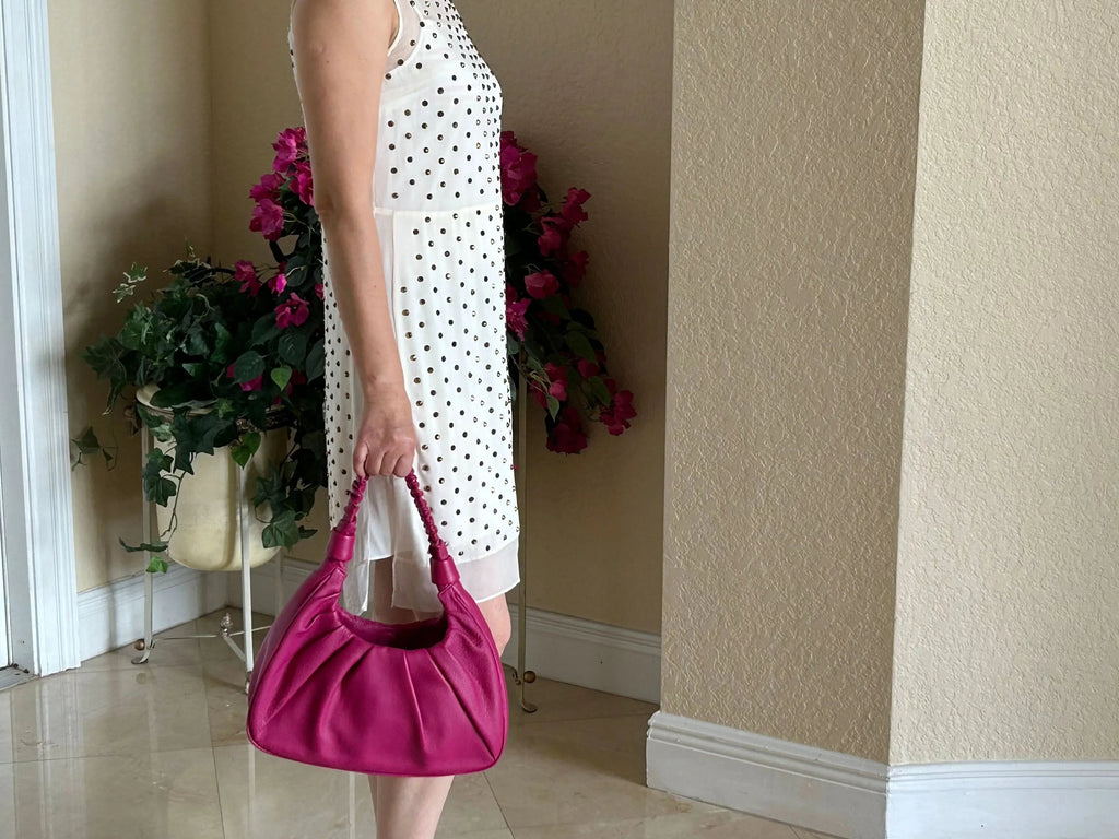 Sophia Full-Grain Leather Hobo Bag for Women – Soft Pebbled Leather Shoulder Purse