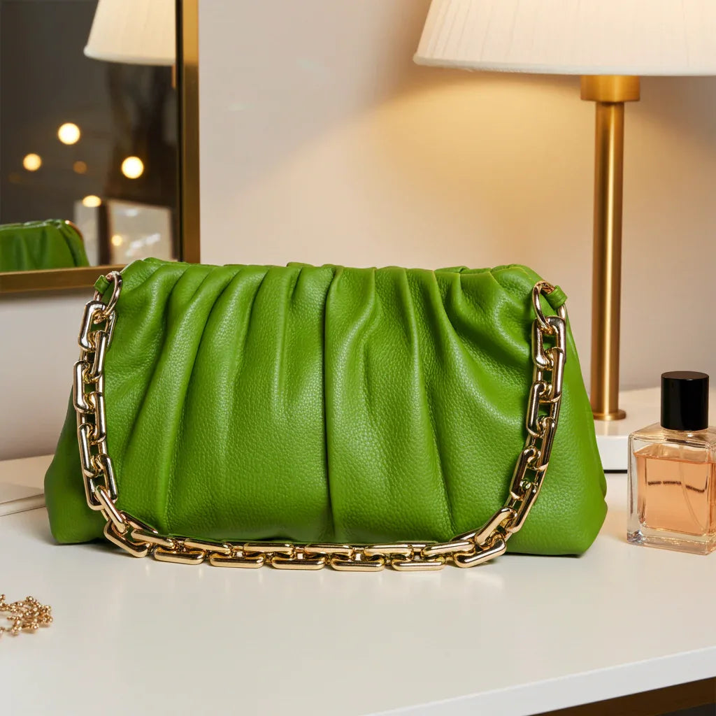 Sophia Full-Grain Leather Clutch Bag for Women – Wristlet Wallet & Evening Purse