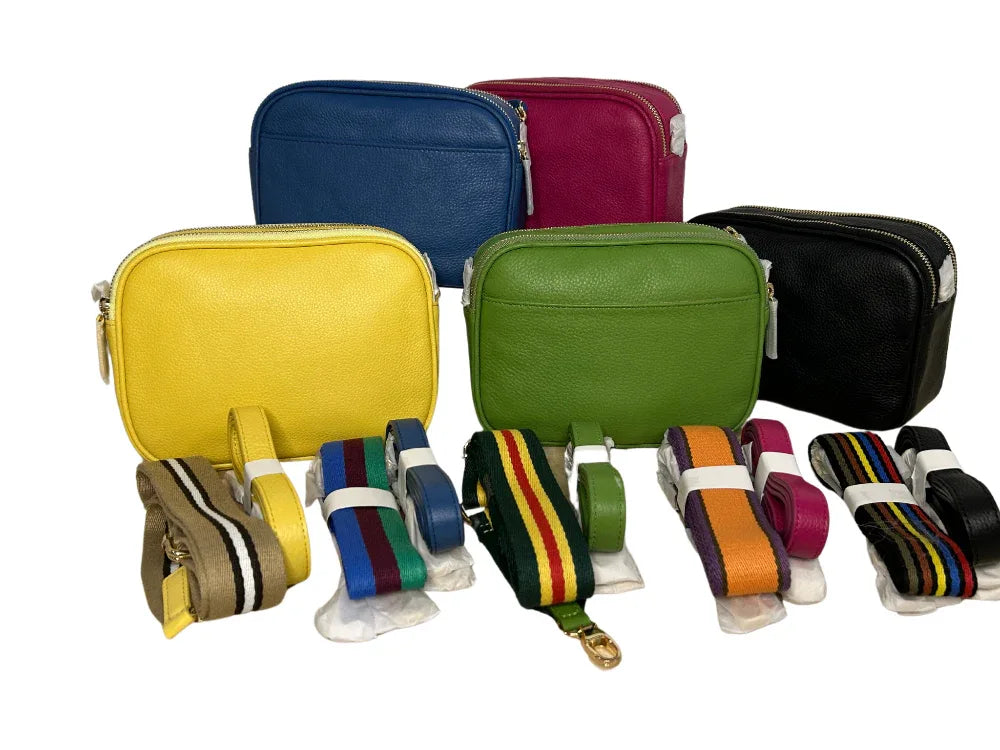 Sophia Double Zipper Leather Crossbody