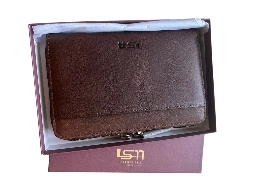 Cambridge Leather Double Zipper Wallet, Mens Wallet