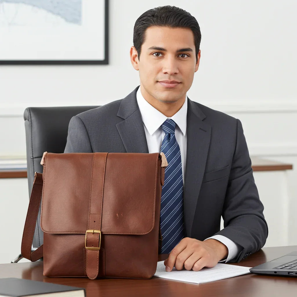 Cambridge Full Grain Leather Messenger Bag for Men – Crossbody Work & Everyday Shoulder Bag
