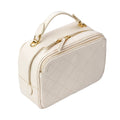 White Quilted Leather Camera Bag for Women – Stylish Crossbody Purse