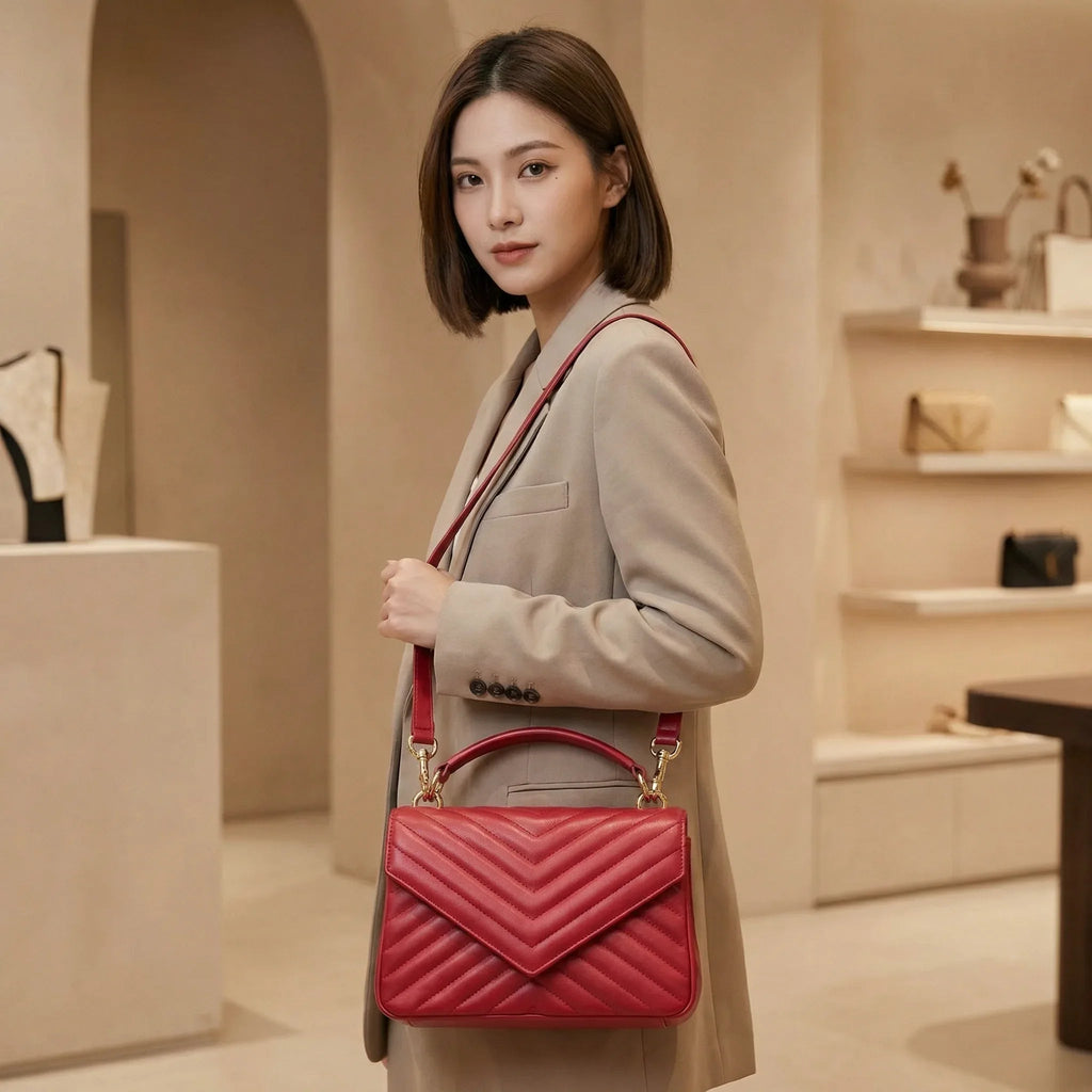 Soft Lambskin Quilted Crossbody Bag for Women – Elegant Flap Shoulder Purse