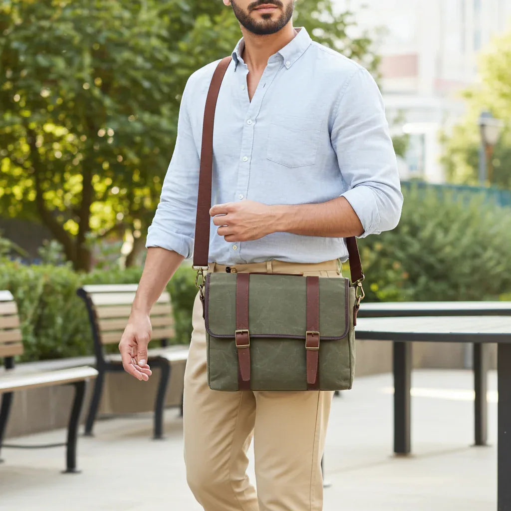 Maxwell Waxed Canvas Messenger Bag - 16” Laptop - Classic
