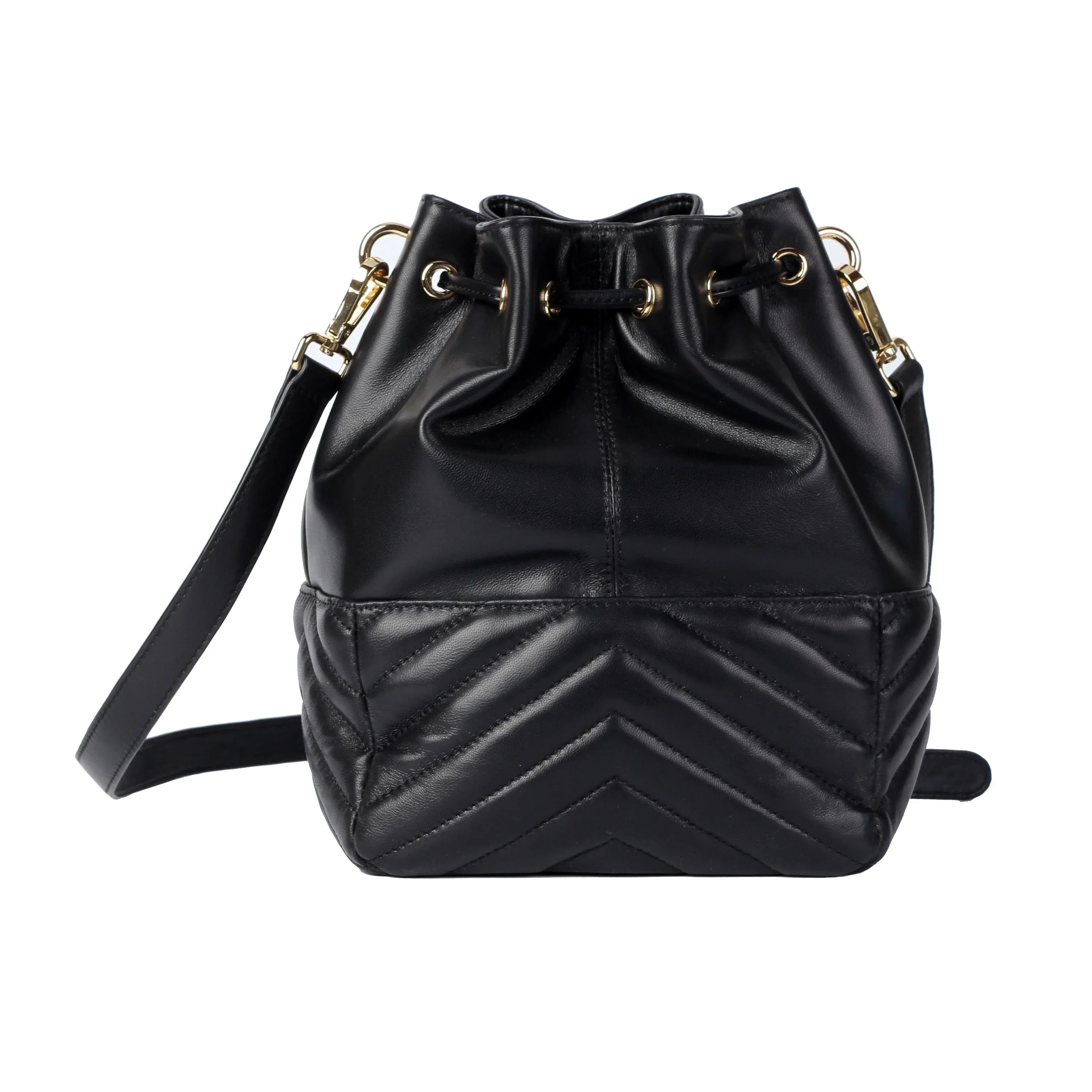Soft Lambskin Bucket Bag – Striped Embroidery Design