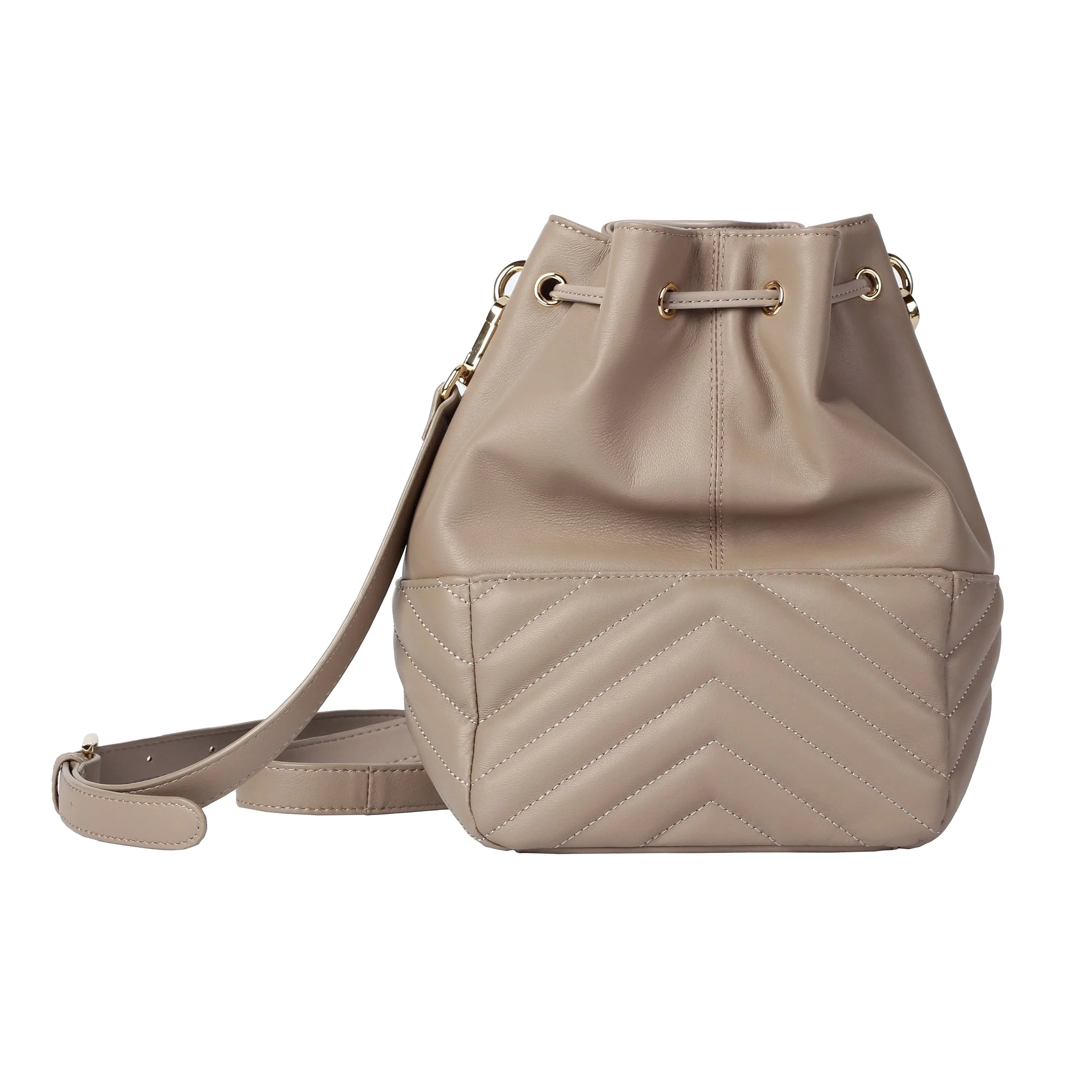 Soft Lambskin Bucket Bag – Striped Embroidery Design
