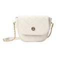 White Quilted Leather Crossbody Bag with Gold Chain Strap