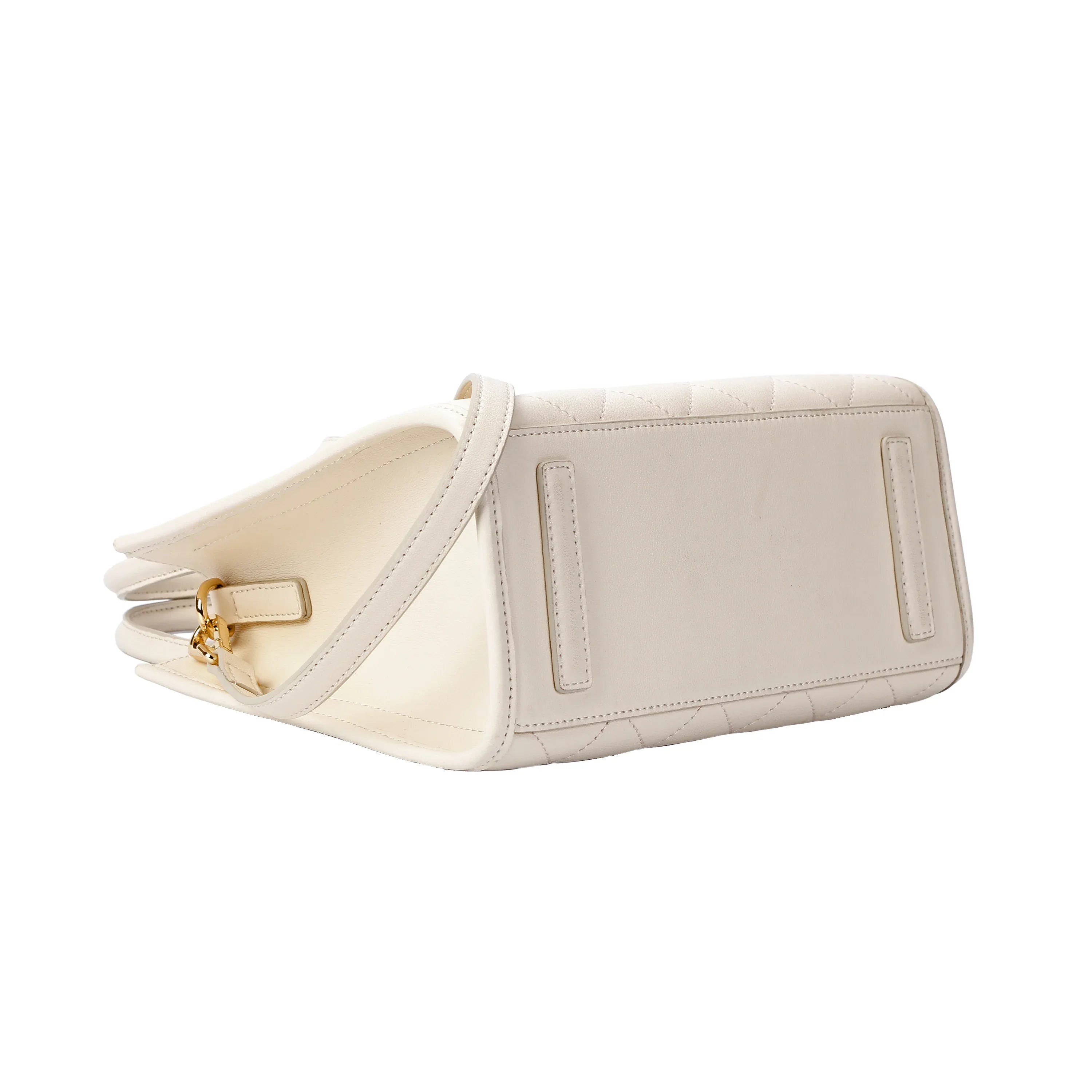White Quilted Leather Crossbody Bag with Dual Handles