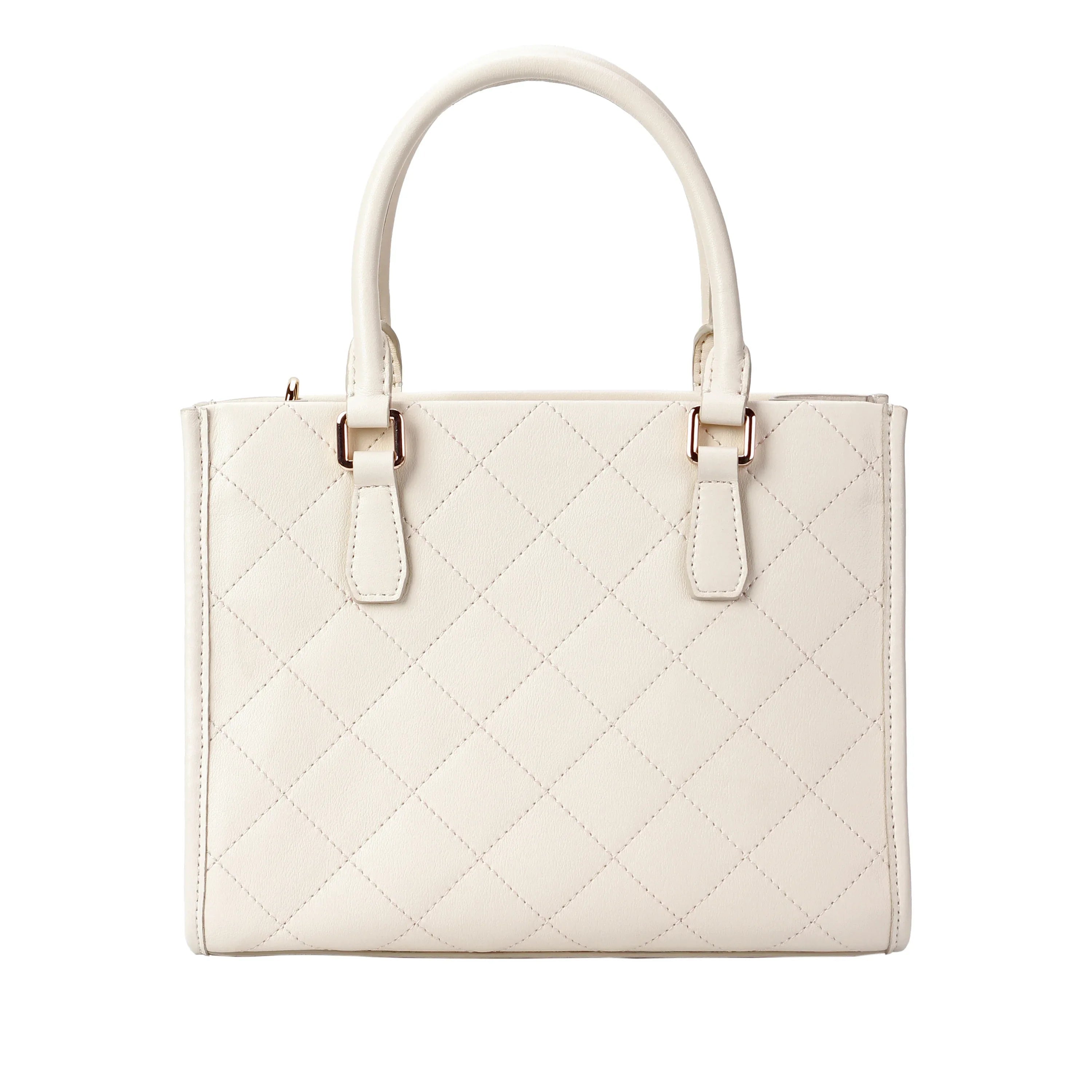 White Quilted Leather Crossbody Bag with Dual Handles